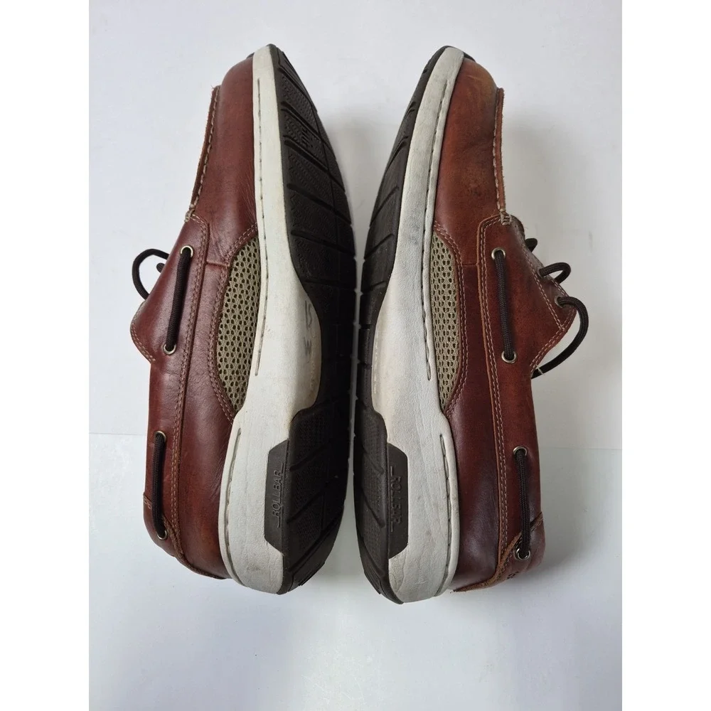 New Balance Boat Shoes Mens 11 Brown Leather Lace Walking Deck Loafers MD1200SB